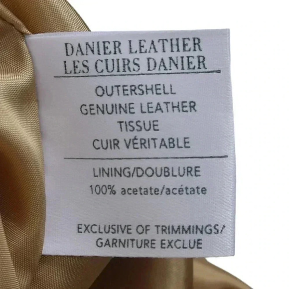 Danier 100%  Genuine Leather Pants High Rise Camel Tan Moto Size 8 - Picture 7 of 12